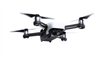 Compact drone in mid-flight capturing aerial views with precision and ease