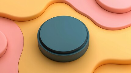 Geometric shapes in pastel tone illustration with a round platform in the center ideal for products