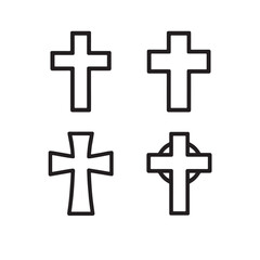 Obraz premium Silhouette Vector of Christian Cross Icon Collection Bundle