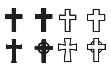 Obraz premium Silhouette Vector of Christian Cross Icon Design