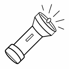 Flashlight Outline for Educational Coloring Book Page Featuring Portable Light and Utility Equipment