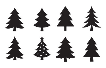 Obraz premium Silhouette Vector of Christmas Tree Set