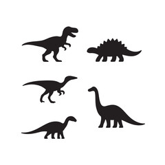 Silhouette Vector of Dinosaur Profiles