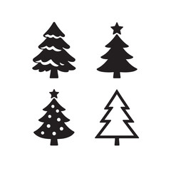 Silhouette Vector of Four Creative Christmas Trees