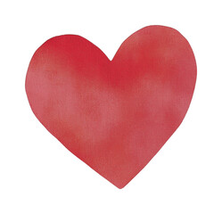 Fototapeta premium Hand-painted red heart with watercolor texture and soft edges, cut out - stock png.