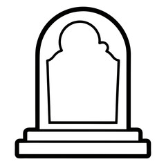 Obraz premium Headstone Outline Illustration for Memorial and Cemetery-Themed Coloring Book Pages