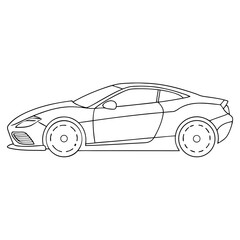 High-Speed Car Outline Illustration for Racing and Automotive-Themed Coloring Book Pages
