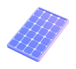 Modern purple ice tray with sixteen compartments for easy ice cube removal, cut out - stock png.