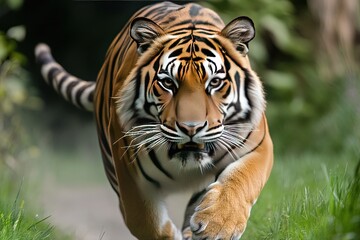 Fototapeta premium Tiger is running white background