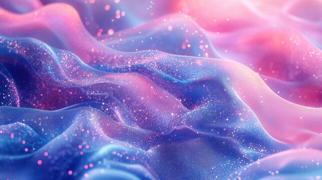 Vibrant 3D background with realistic 4K rende, featu dynamic pink and blue motifs at a side angle, creating an immersive and abstract design element.