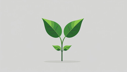 두 개의 녹색 잎을 담은 고해상도 미니멀리스트 벡터 일러스트레이션(High resolution minimalist vector illustration of two green leaves)
