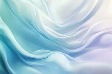 Obraz premium Soft, flowing fabric in pastel shades of light blue and white. Delicate, smooth, and elegant folds create a sense of movement