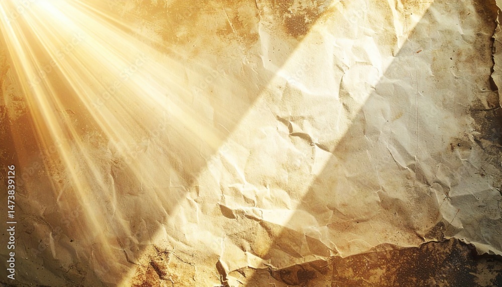 Poster illuminating light rays dancing on crumpled paper texture abstract concept studio setting close-up v