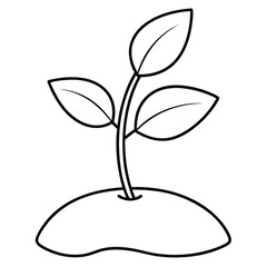 Seedling and Sprout Outline Illustration for Nature and Growth-Themed Coloring Book Pages