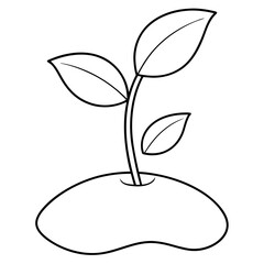 Seedling and Sprout Outline Illustration for Nature and Growth-Themed Coloring Book Pages