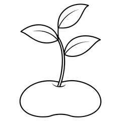 Seedling and Sprout Outline Illustration for Nature and Growth-Themed Coloring Book Pages
