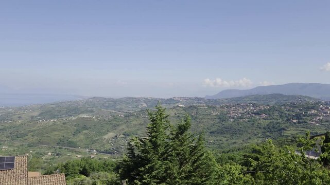 Panoramic view from the mountains to the sea of ​​a geographical area of ​​Campania, Italy.