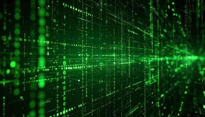 abstract digital matrix in green tone, representing information technology and digital network