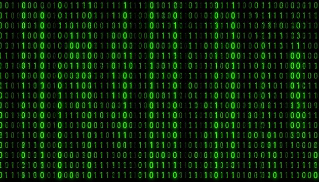 digital data stream, depicting binary code cascading down the screen in green, symbolizing the flow of information in the digital world - Powered by Adobe
