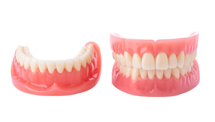 Obraz premium detailed studio shot of complete dentures, showcasing dental prosthetics and oral health. A clear representation of dentures for various purposes