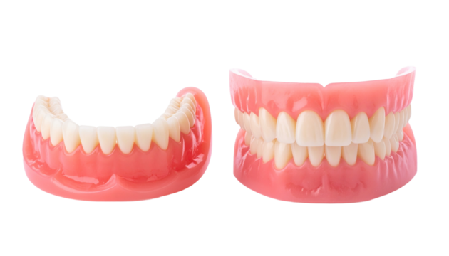 detailed studio shot of complete dentures, showcasing dental prosthetics and oral health. A clear representation of dentures for various purposes