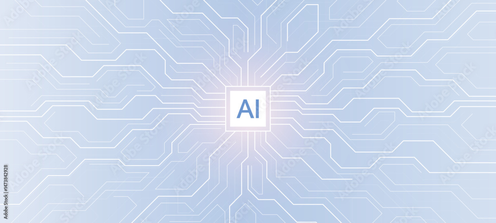 Poster creative idea ai banner concept for internet technology. motherboard technology abstract texture des