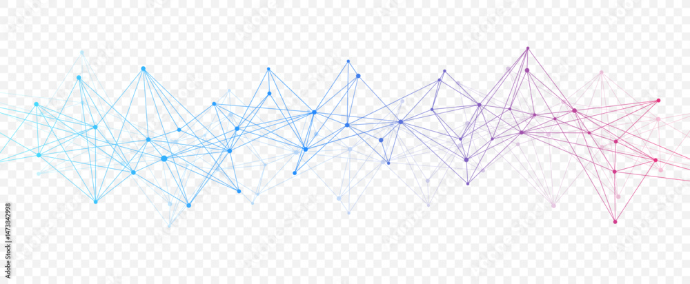 Leinwandbilder Abstract tech network connection dots. Digital technology and big data analysis background. White background with plexus lines. Geometric background with abstract mesh