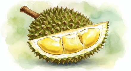 Fototapeta premium Spiked fruit revealed golden treasure