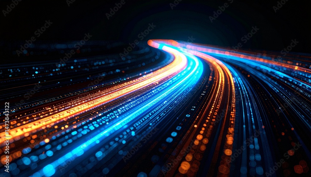 Fototapete a stunning illustration of data flow showing abstract technology and digital information moving fast