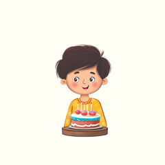 Illustration of a Happy Indian Boy Celebrating His Birthday