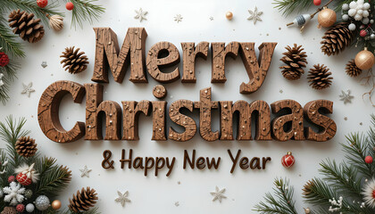 Wooden Merry Christmas Greeting Festive Decor Winter Holiday Season