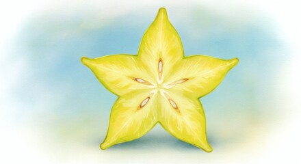 Fototapeta premium Translucent star fruit slice radiating freshness
