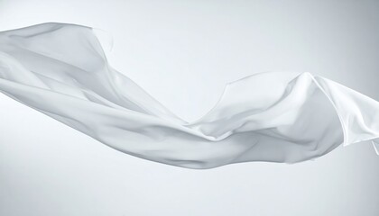 Obraz premium Flowing white fabric in motion studio setting abstract concept soft environment aesthetic viewpoint