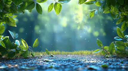 A lush 3D nature scene showcases realistic foliage diversity with a side angle perspective in 4K resolution, creating a serene and immersive environment.