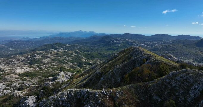 Lovcen mountain National Park landscape, Panoramic view, Drone shot