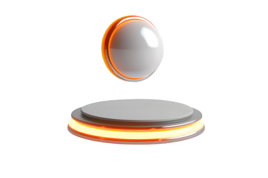 Glowing sphere hovers above a circular platform with illuminated rings, creating a futuristic display