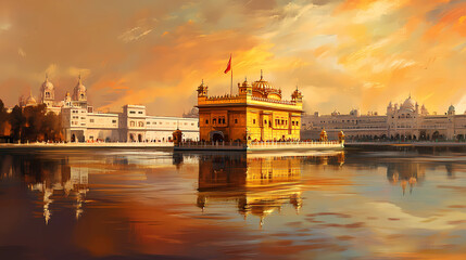 Golden temple of peaceful reflection