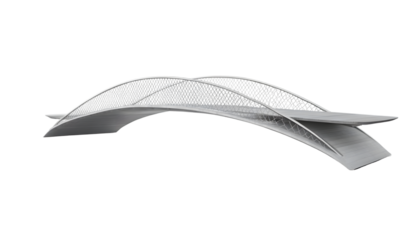 Sleek, curved bridge design; intricate latticework detail; elegant, modern architectural model