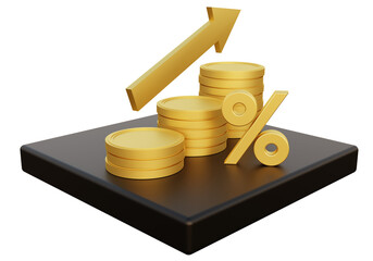 Financial growth concept and profit divided into percentage from financial business investment. 3D illustration.