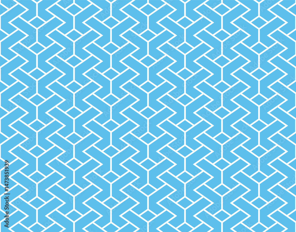 Poster The geometric pattern with lines. Seamless vector background. White and blue texture. Graphic modern pattern. Simple lattice graphic design