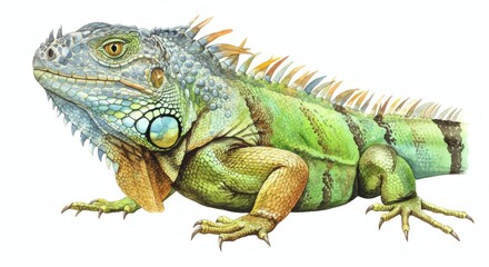 Fototapeta premium Vibrant watercolor painting of an iguana