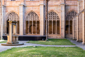 Nájera, La Rioja, Spain: 22 August 2024: Monastery of Santa María la Real de Nájera, Way of St....