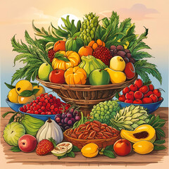 fruits and vegetables in basket
