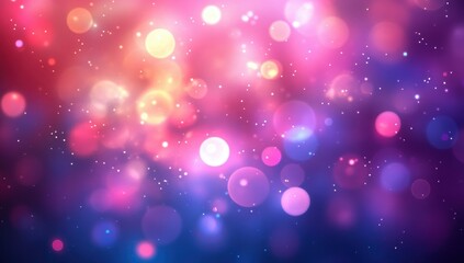 Abstract bokeh background with vibrant colours. Soft light circles and sparkles create a festive atmosphere