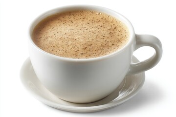 A Warm Cup of Coffee Delightful Latte Art on a Classic White Cup