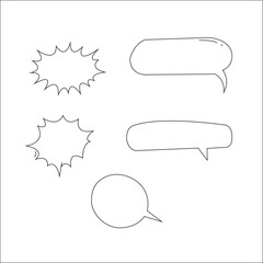 Hand-drawn speech bubbles and cartoon comic elements set – doodle chat icons, talking frames, sketch-style cloud bursts, communication symbols, and vintage callout design collection

