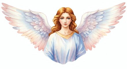 Watercolor angel with gentle ethereal wings