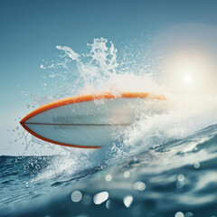 Fototapeta premium Surfboard with water spray element, action angle
