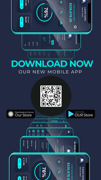Mobile Phones App Tunnel. Vertical Stories Opener for Social Media.
