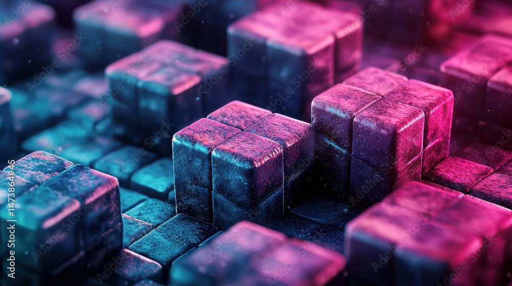 Aufkleber a realistic 4k side angle view of 3d geometric patterns displaying a sophisticated background create